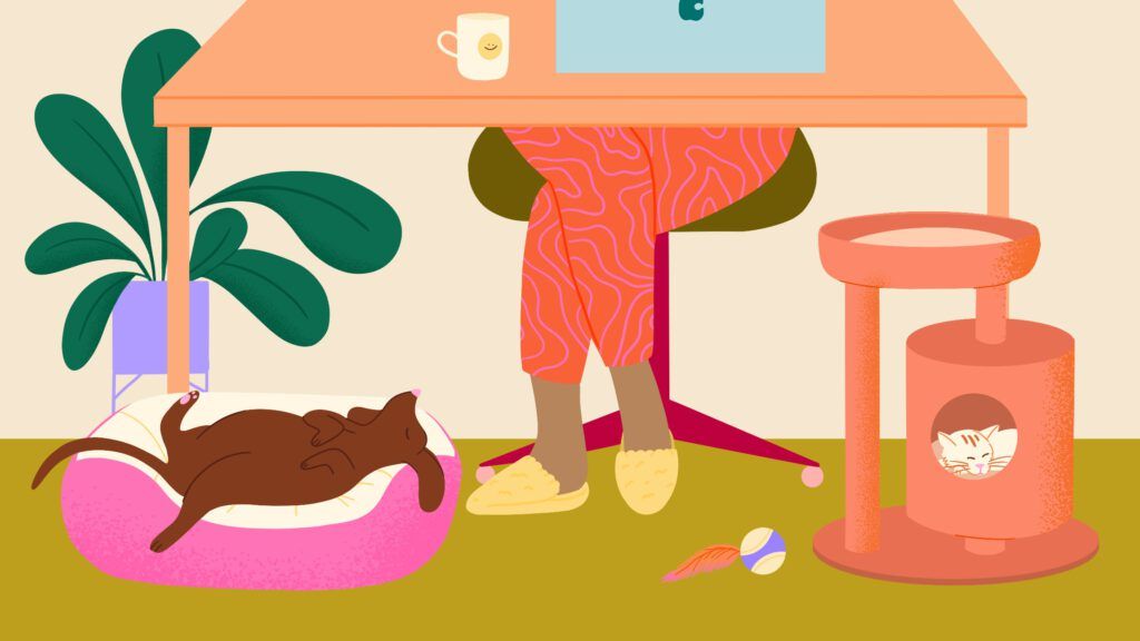 &#8220;8 easy ways to level up your office for yourself &#8211; and your pet&#8221; | Glamour Magazine - Lucila Perini - Anna Goodson Illustration Agency