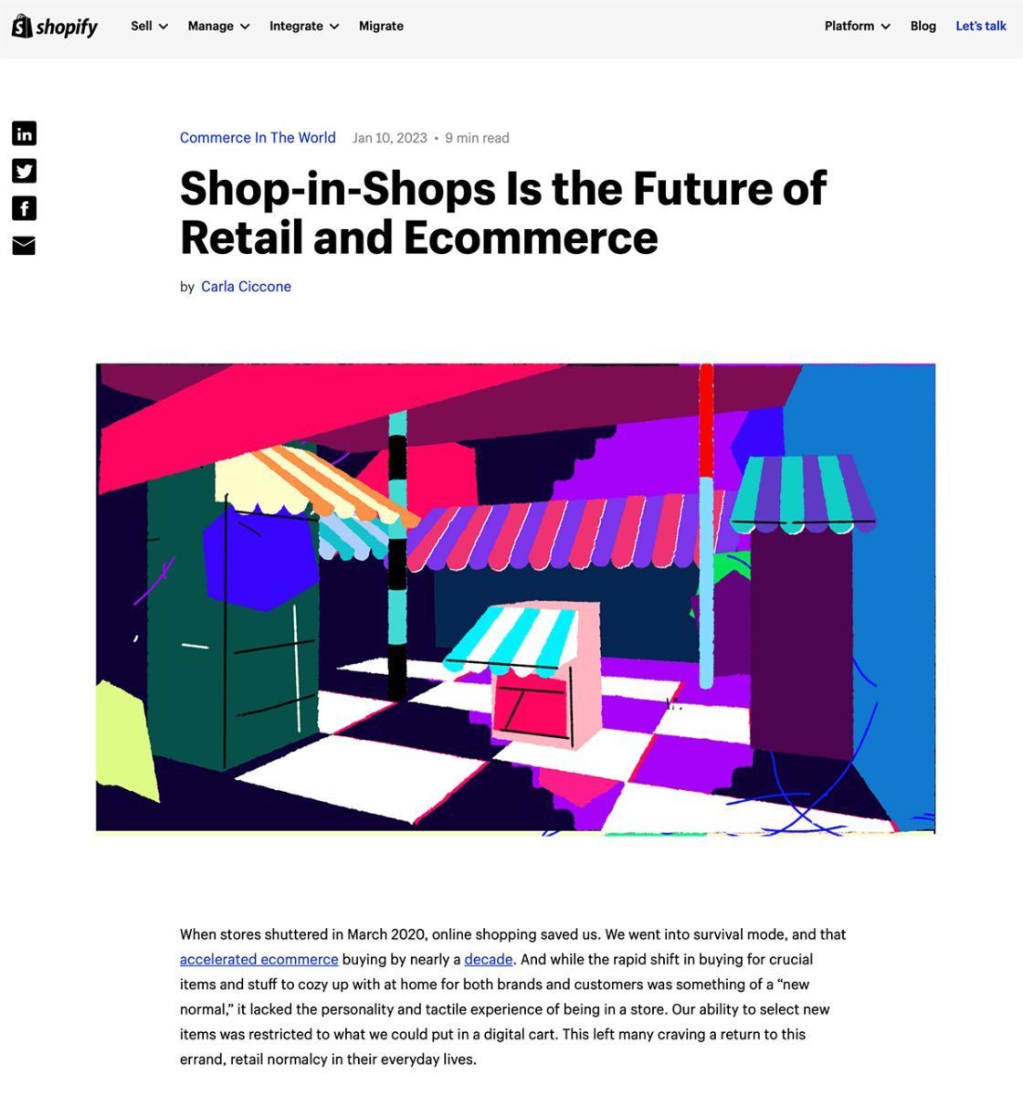 Shopify / Shop-in Shops is the Future of Retail and Ecommerce” - Wayne Mills - Anna Goodson Illustration Agency