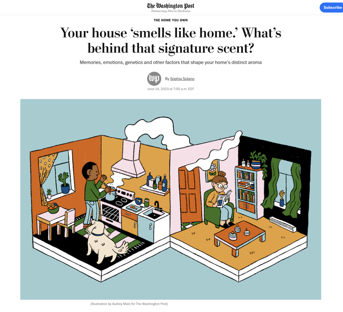 Washington Post / Pourquoi votre maison sent comme chez vous - Audrey Malo - Anna Goodson Agence d'illustration
