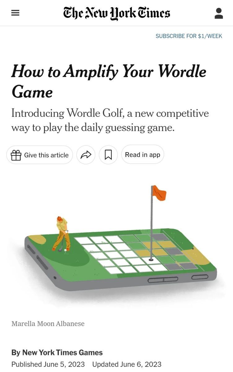 The New York Times / Wordle golf and how to play it - Marella Moon Albanese - Anna Goodson Illustration Agency