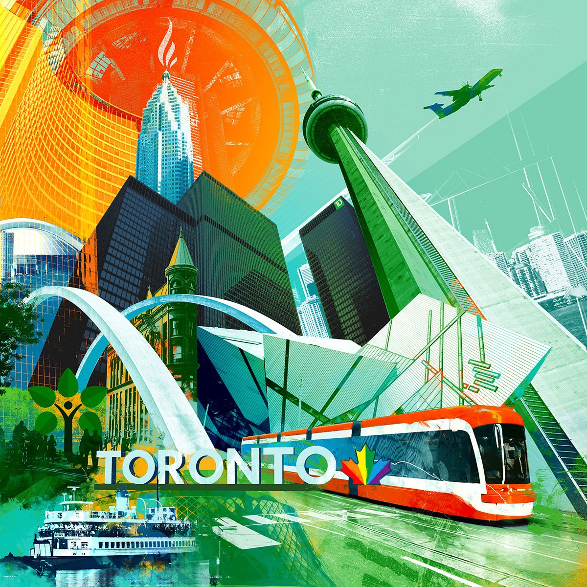 Toronto TD Bank / Toronto&#8217;s landmarks and activities - Andy Potts - Anna Goodson Illustration Agency