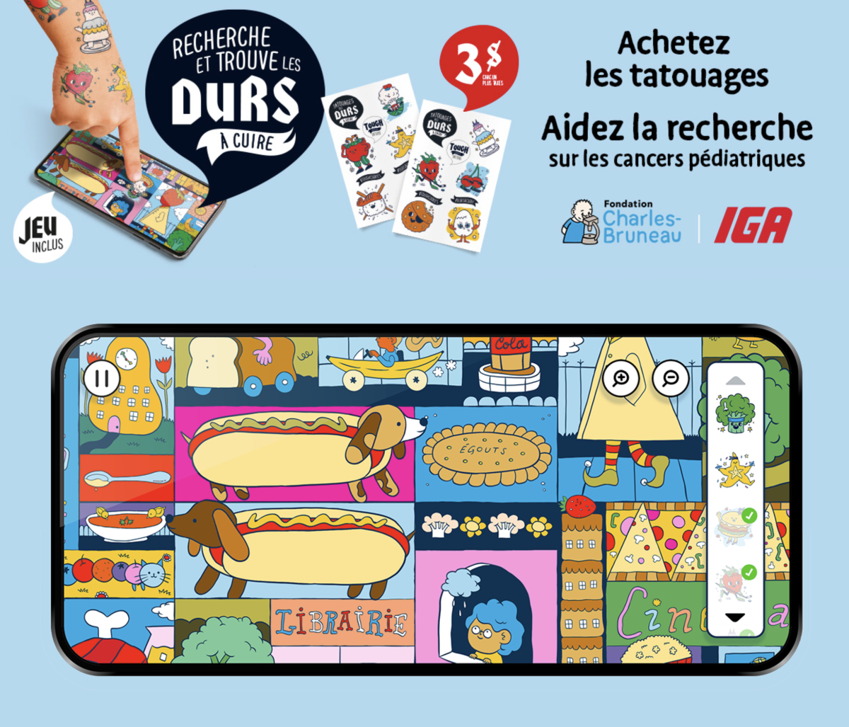 IGA and Fondation Charles Bruneau / Cherchez et trouvez les cookies Tough - Audrey Malo - Anna Goodson Agence d'illustration