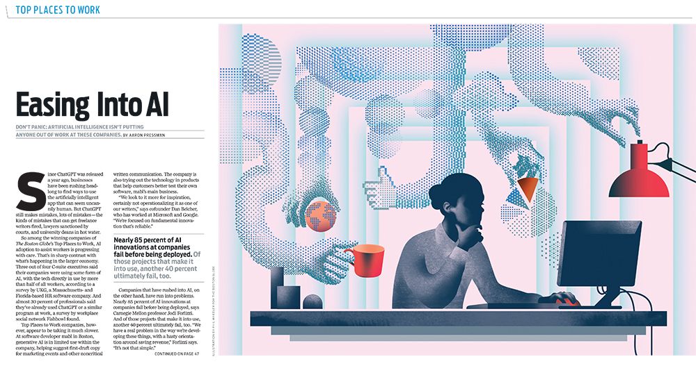 Boston Globe / AI in the workplace - Phil Wheeler - Anna Goodson Illustration Agency