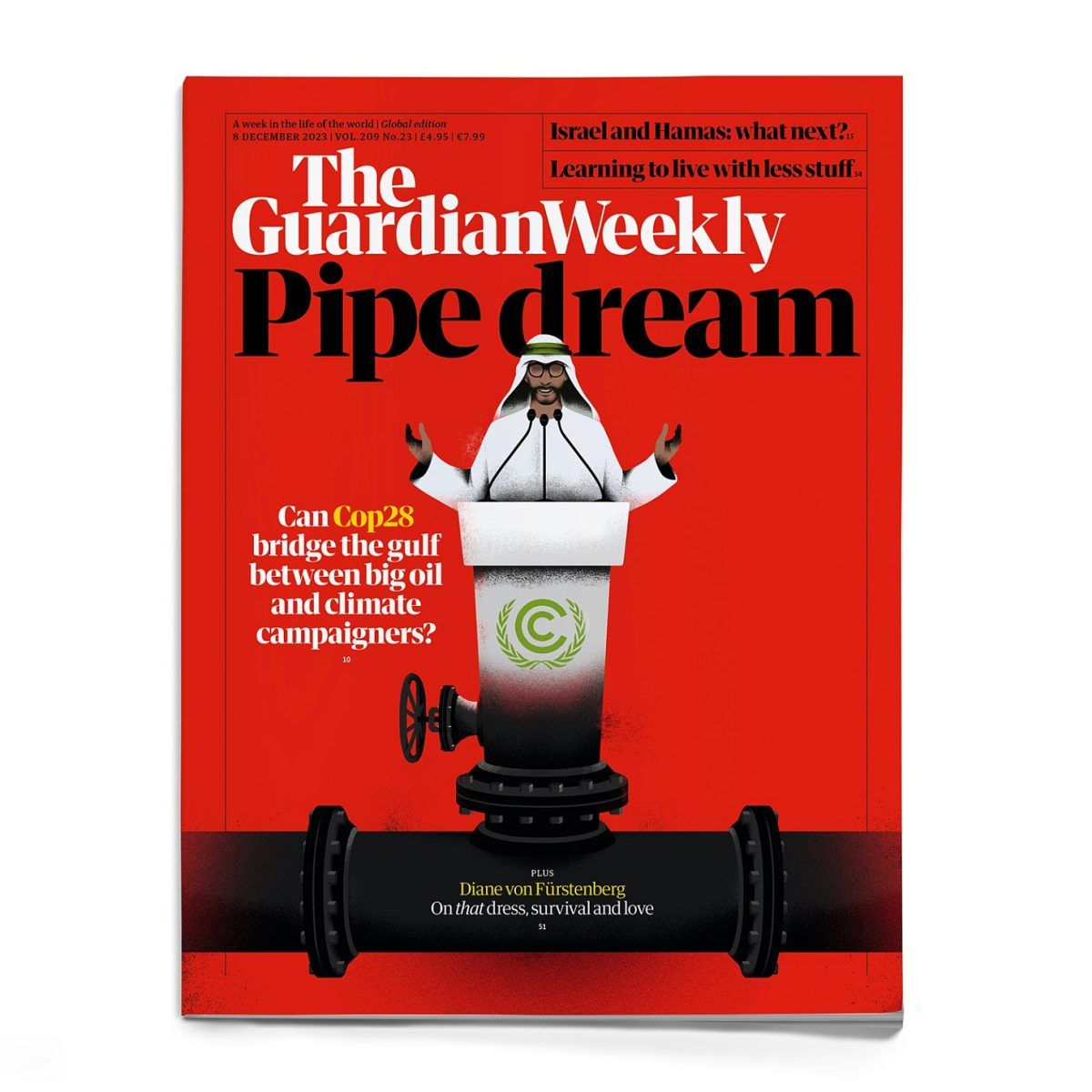 Sébastien Thibault / The Guardian / Pipe dream – Can Cop28 bridge the gulf between big oil and climate campaigners? - Sebastien Thibault - Anna Goodson Illustration Agency