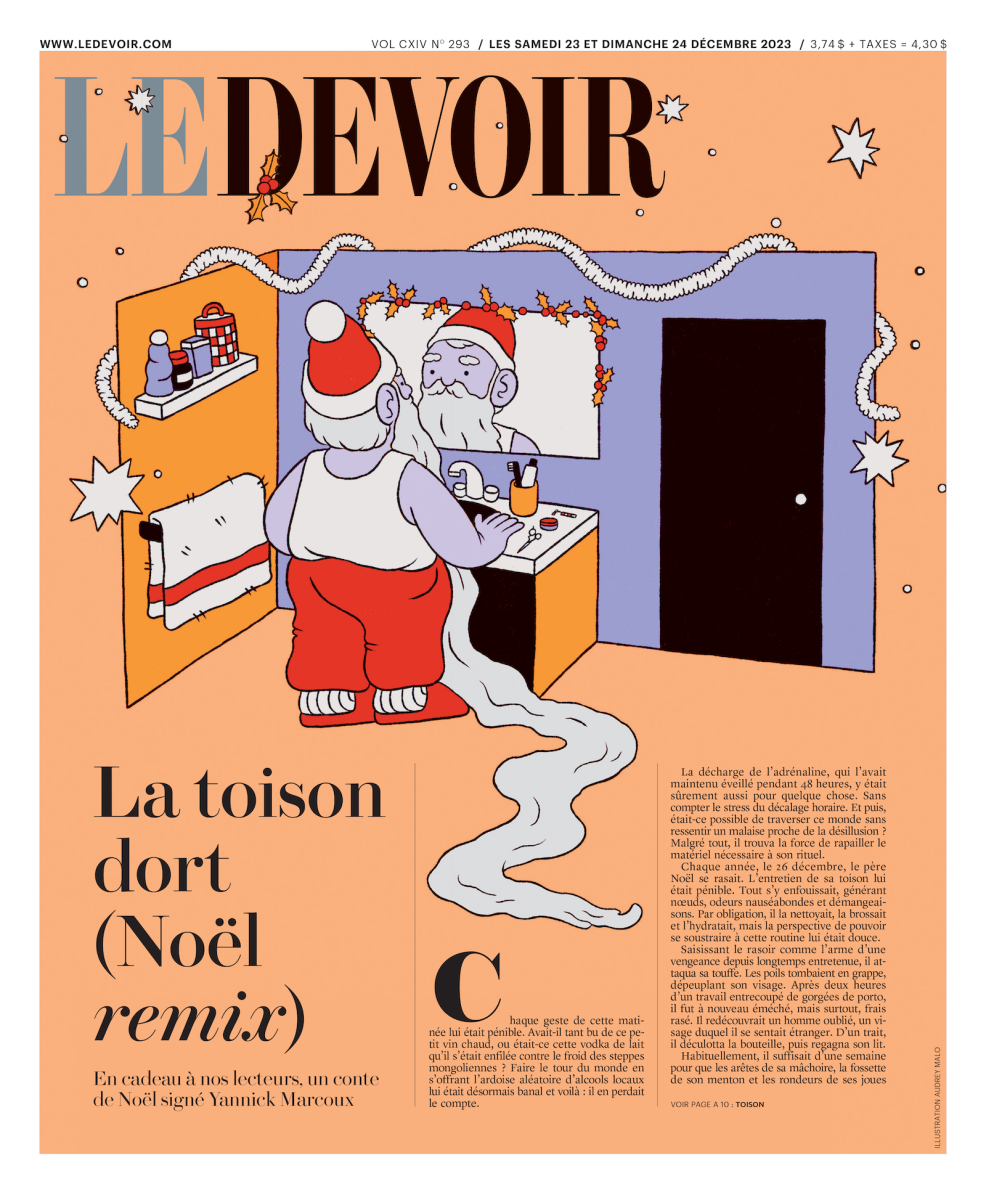 Le Devoir / Cover for the story « La toison dort (Noël remix) » - Audrey Malo - Anna Goodson Illustration Agency