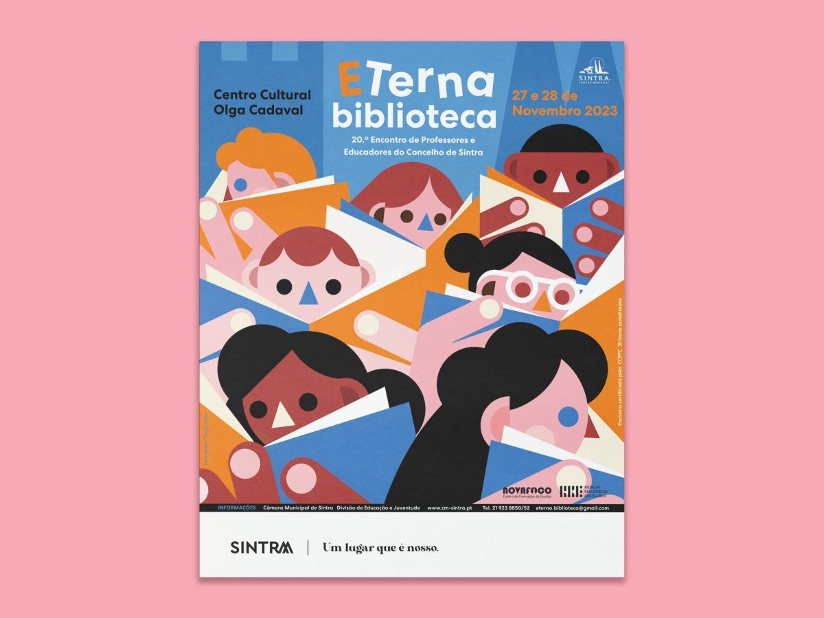 20th ETerna Biblioteca / Affiche et brochure à trois volets - Tiago Galo - Anna Goodson Agence d'illustration