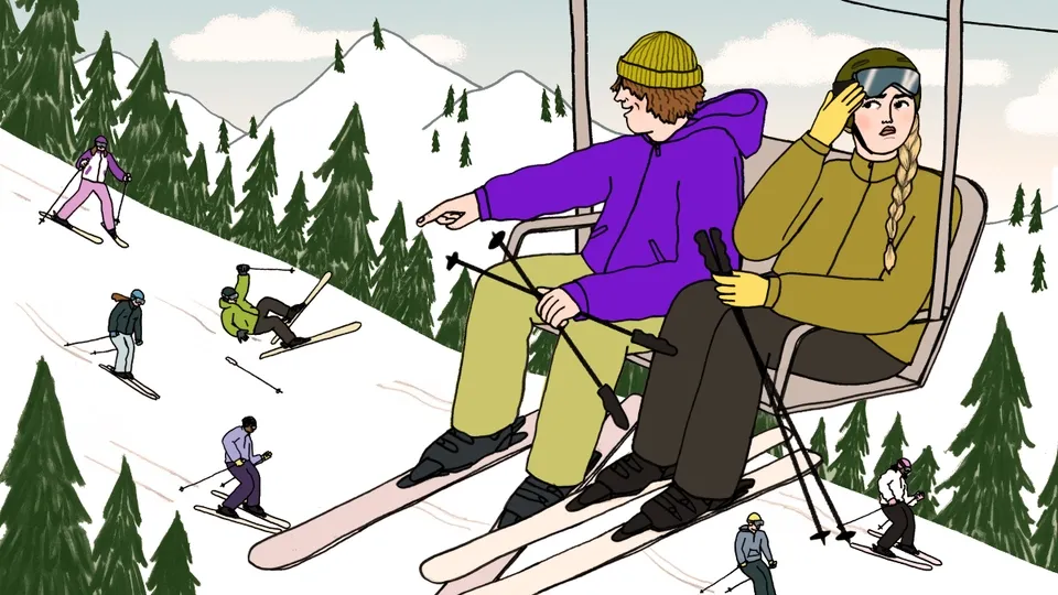 Outside Magazine / Ask A Skier: Are My On- Mountain Vibes a Smash or a Pass? - Mai Ly Degnan - Anna Goodson Illustration Agency