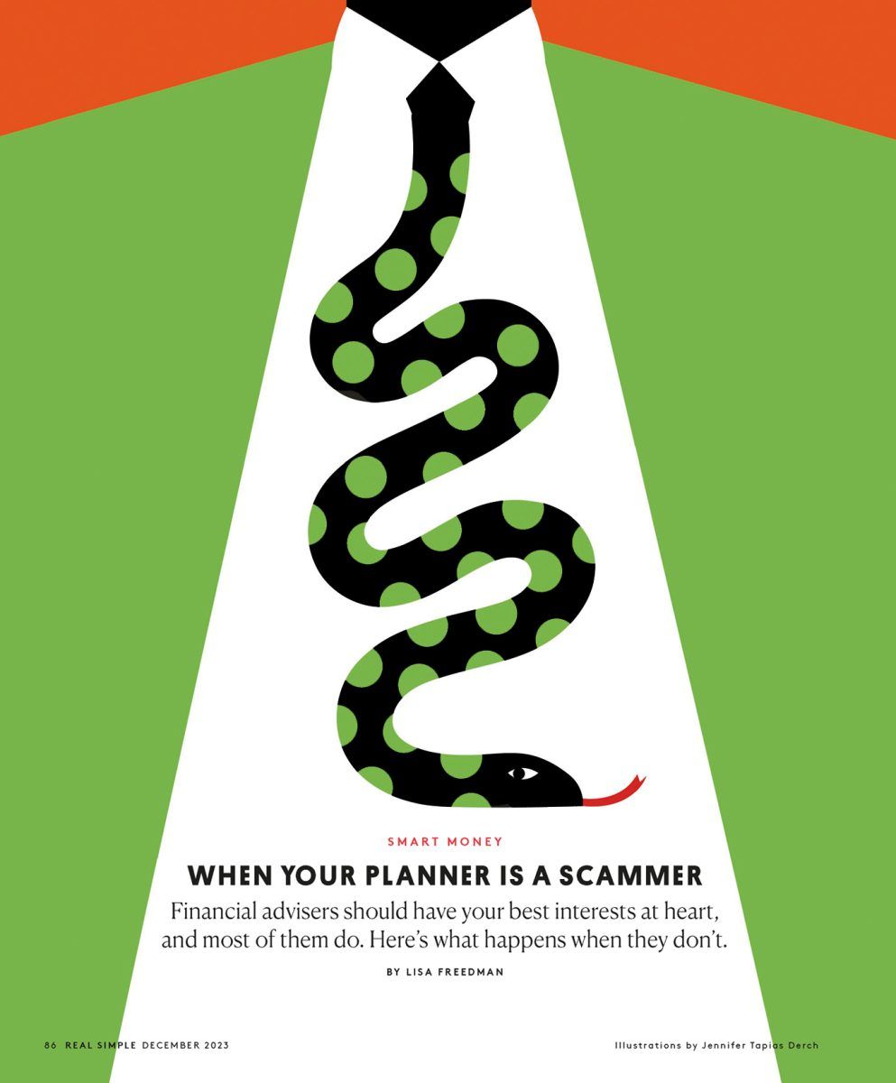 Real Simple Magazine / Avoid being scammed by a financial advisor - Jennifer Tapias Derch - Anna Goodson Illustration Agency