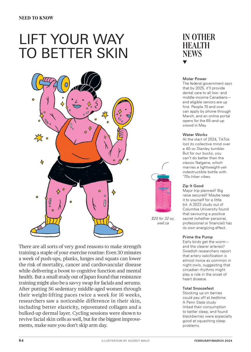 Best Health Magazine / Lift your way to better skin - Audrey Malo - Anna Goodson Illustration Agency