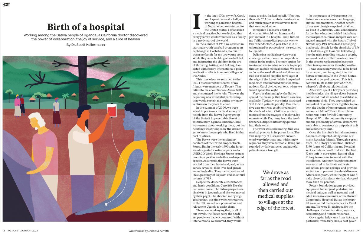 Rotary magazine / Naissance d&#8217;un hôpital - Daniella Ferretti - Anna Goodson Agence d'illustration